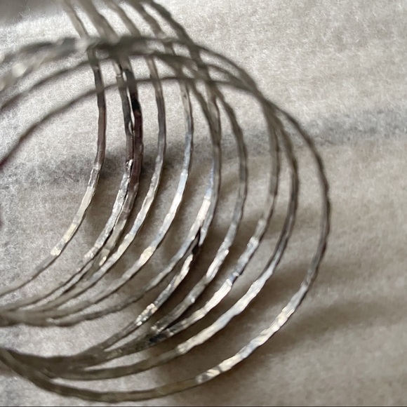 Bundle of 11 Silver Tone Bangles Bracelets - Picture 5 of 5